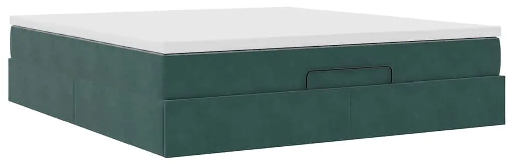 Estrutura de cama otomana com colchão 160x200 cm verde escuro