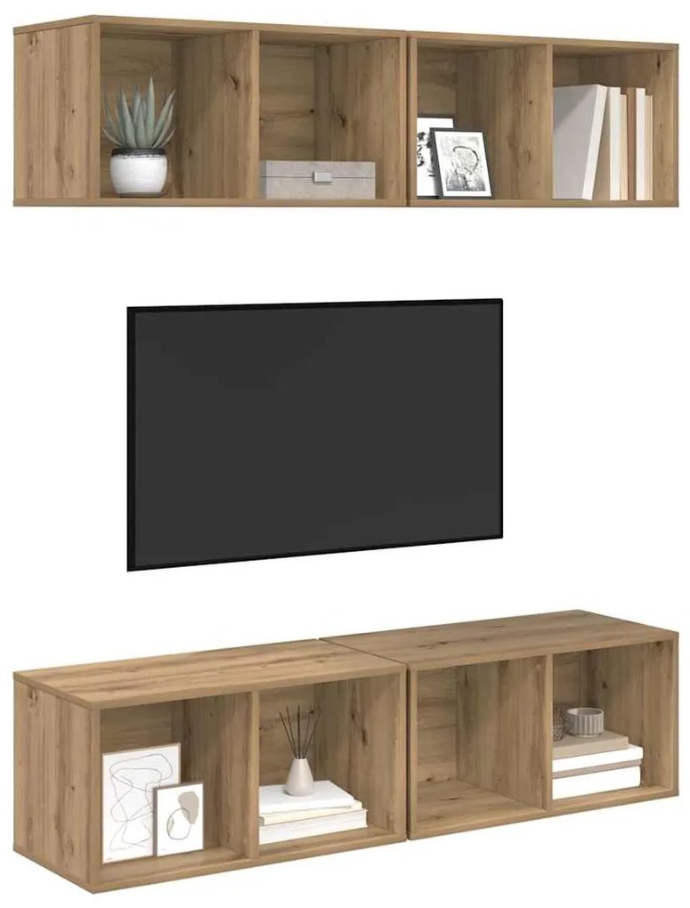 Gabinete de TV de Parede 4 pcs carvalho artisiano