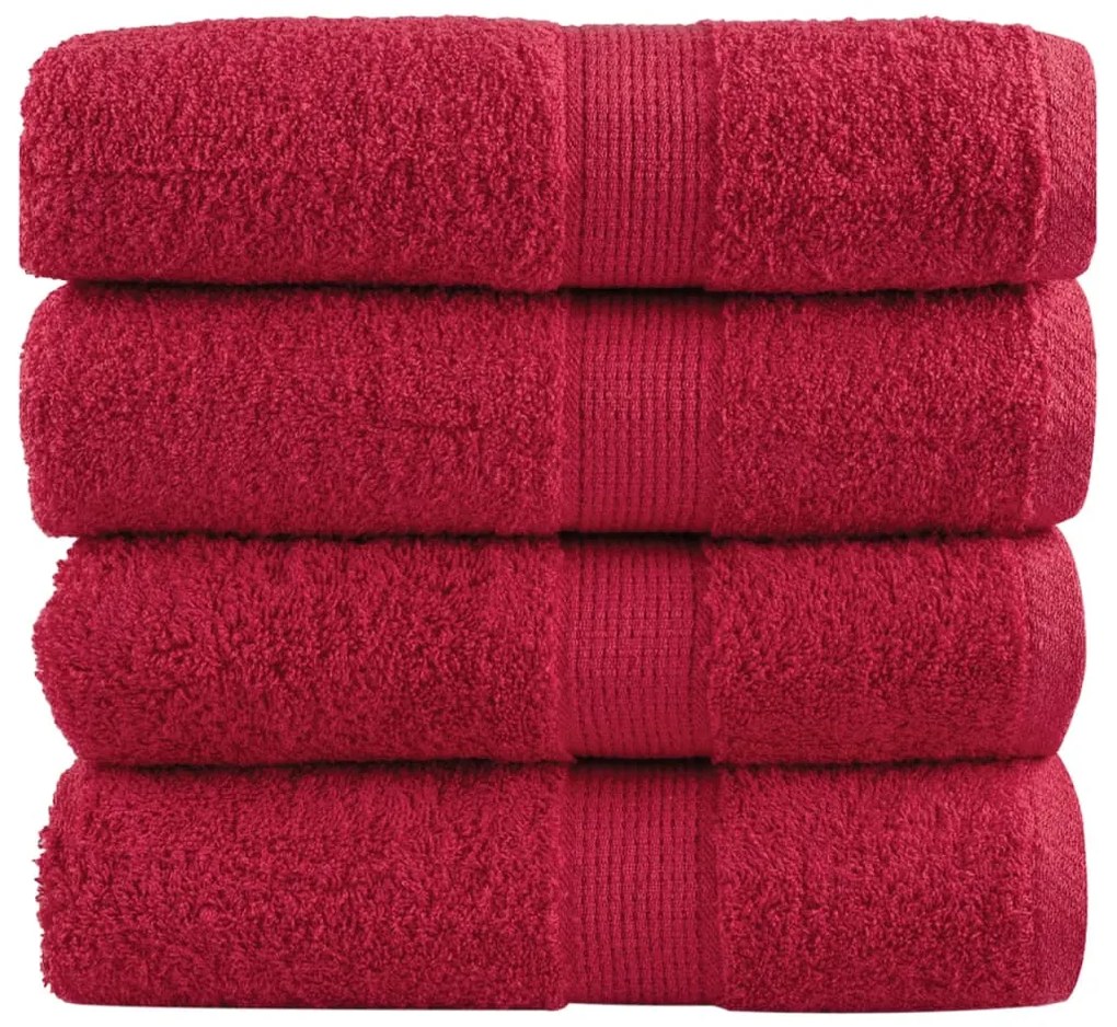 vidaXL Toalhas de rosto premium SOLUND 4 unidades vermelho 30x30 cm 600 g/m²