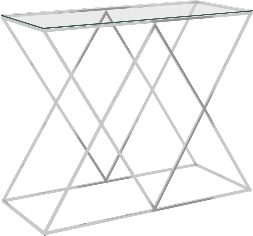 Mesa de apoio 90x40x75 cm aço inoxidável prateado e vidro