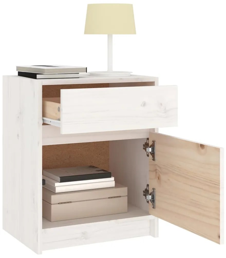 Mesas de cabeceira 2 pcs 40x31x50 cm pinho maciço branco