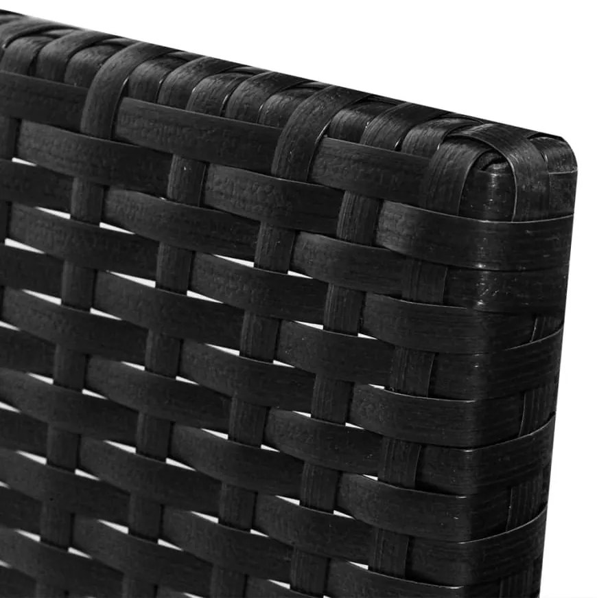 3 pcs conjunto lounge para jardim c/ almofadões vime PE preto