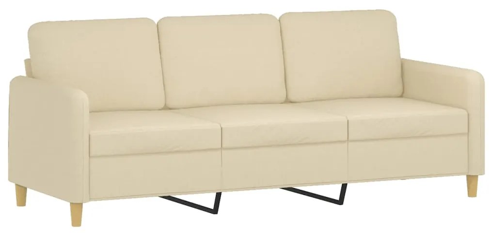 3 pcs conjunto de sofás com almofadões tecido cor creme