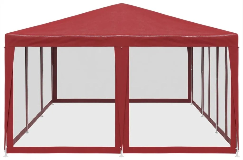 Tenda p/ festas c/ 10 paredes laterais rede 6x4 m PEAD vermelho
