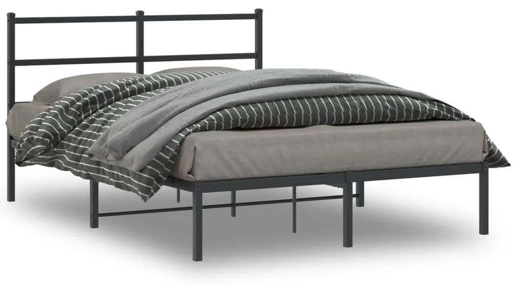 Estrutura de cama com cabeceira 140x200 cm metal preto