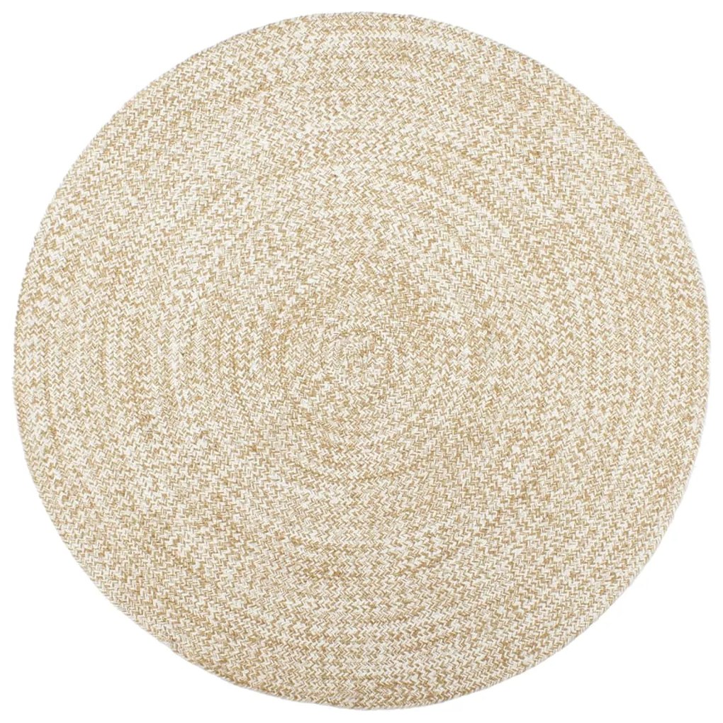 vidaXL Tapete artesanal em juta 210 cm branco e castanho