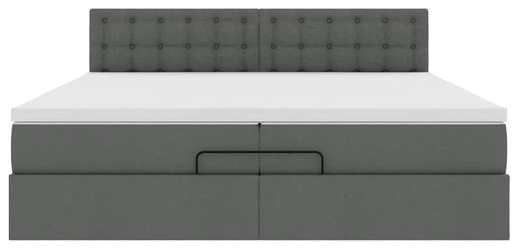 Estrutura de cama otomana com colchão 200x200cm cinzento-escuro