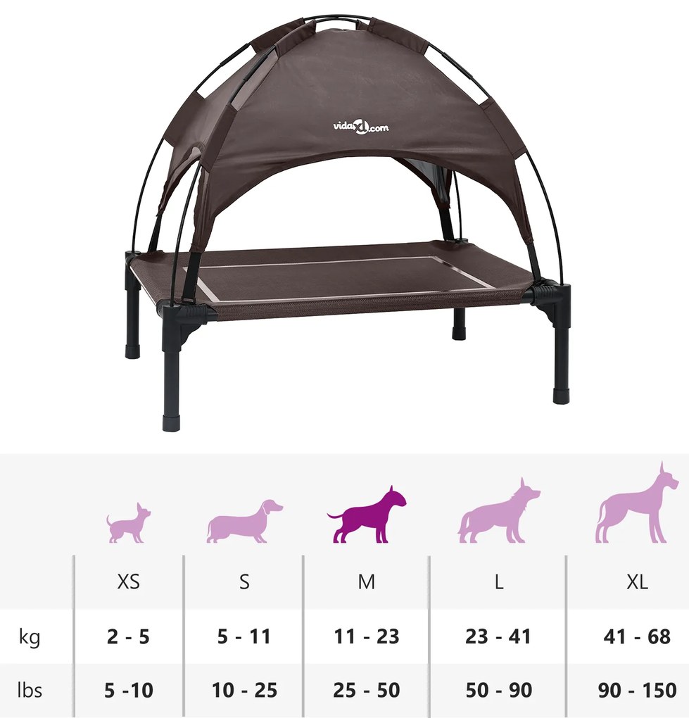 Cama Elevada para Cachorro Castanha Poliéster, Metal Médio