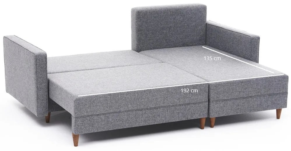Sofá-cama de canto Aydam – Cinzento – 215x80x93 cm