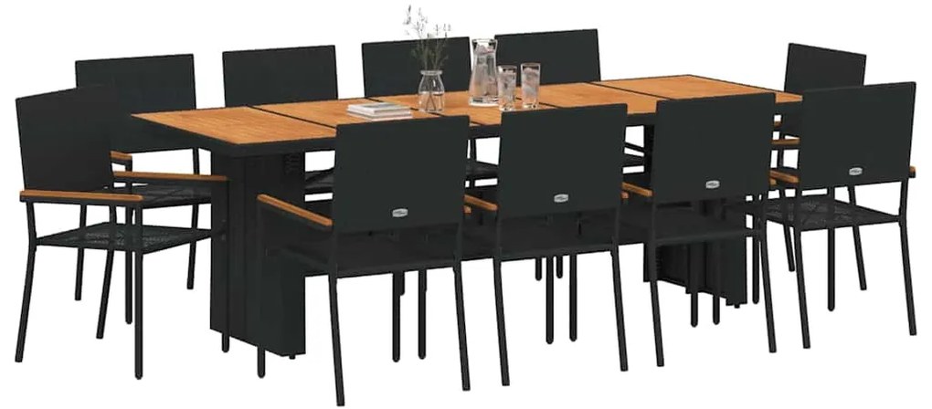 Conjunto de Jantar para Jardim 11 pcs Preto 10 Lugares