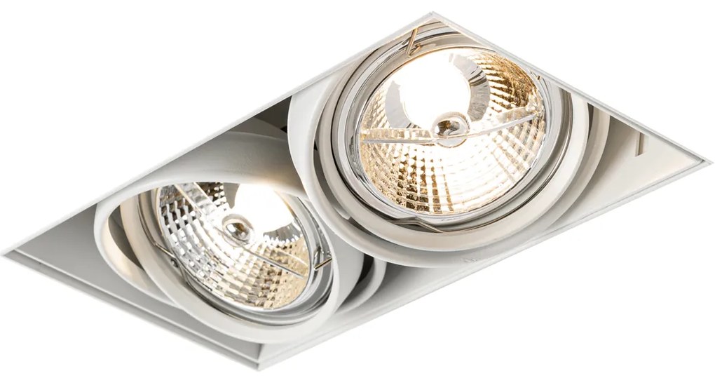 Foco embutido branco GU10 AR70 sem moldura 2 luzes - Oneon Moderno