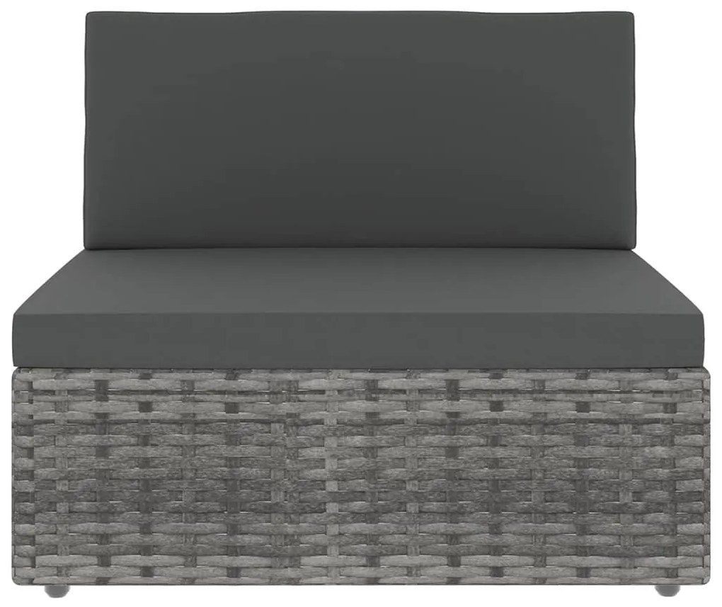 8 pcs conjunto lounge de jardim c/ almofadões vime PE cinzento