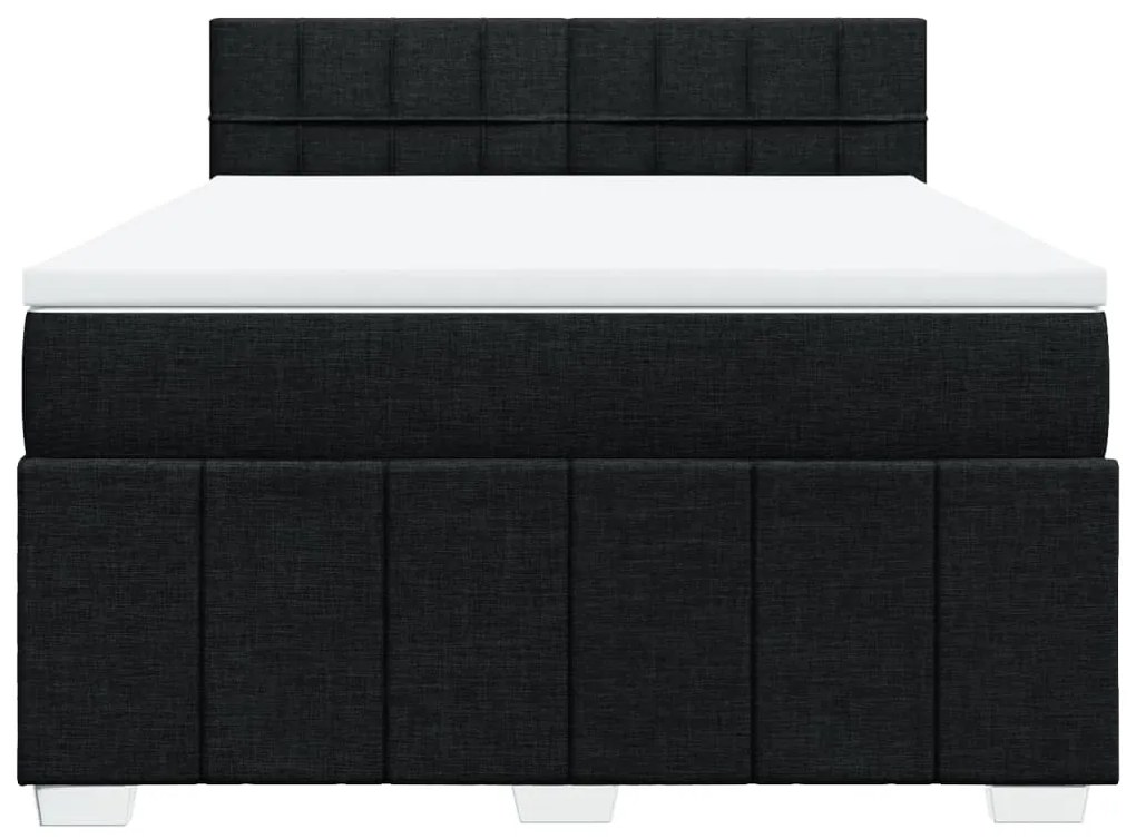 Cama com molas/colchão 140x200 cm tecido preto