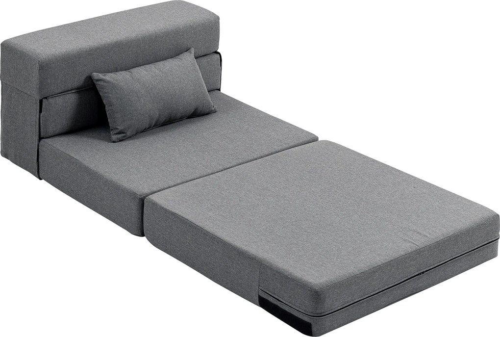 Poltrona convertível de 1 lugar, poltrona-cama dobrável, almofada incluída, capacidade de 120 kg, cinzenta