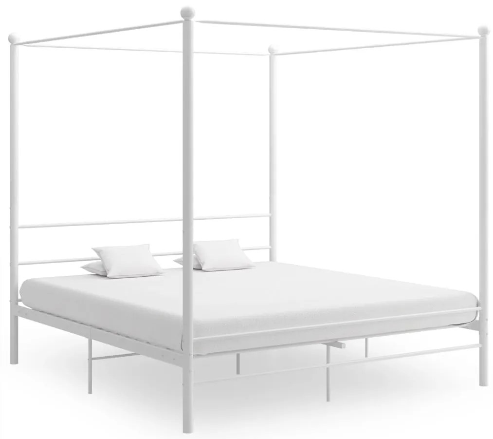 Estrutura de cama com dossel 180x200 cm metal branco