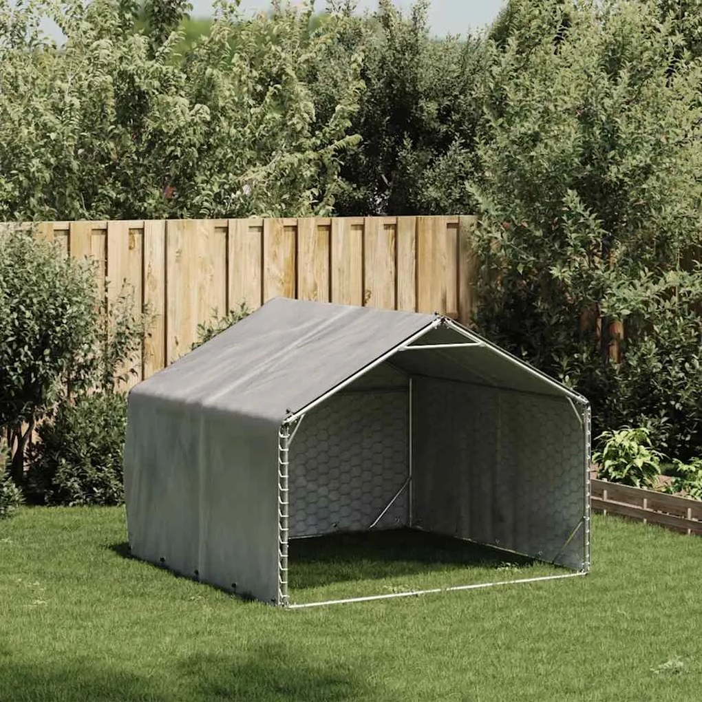 Canil exterior para cães com cobertura 2x2x1,5m aço galvanizado