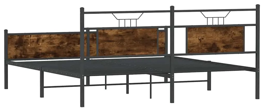 Estrutura de cama sem colchão 160x200 cm metal carvalho fumado