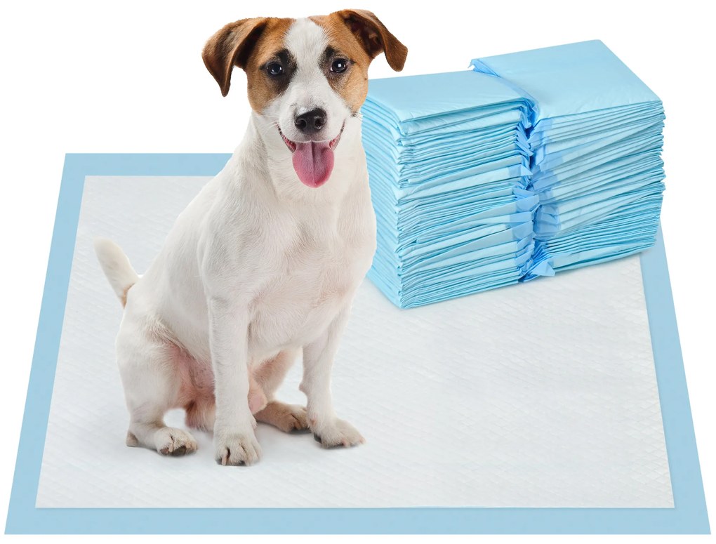 PawHut Resguardos Treino Animais Estimação 100 Unidades 45x60 cm Absorventes Cães 6 Camadas Alta Qualidade Azul | Aosom Portugal