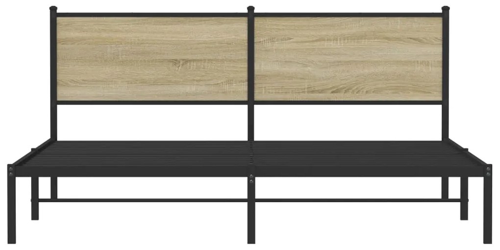 Estrutura de cama sem colchão 160x200cm metal carvalho sonoma
