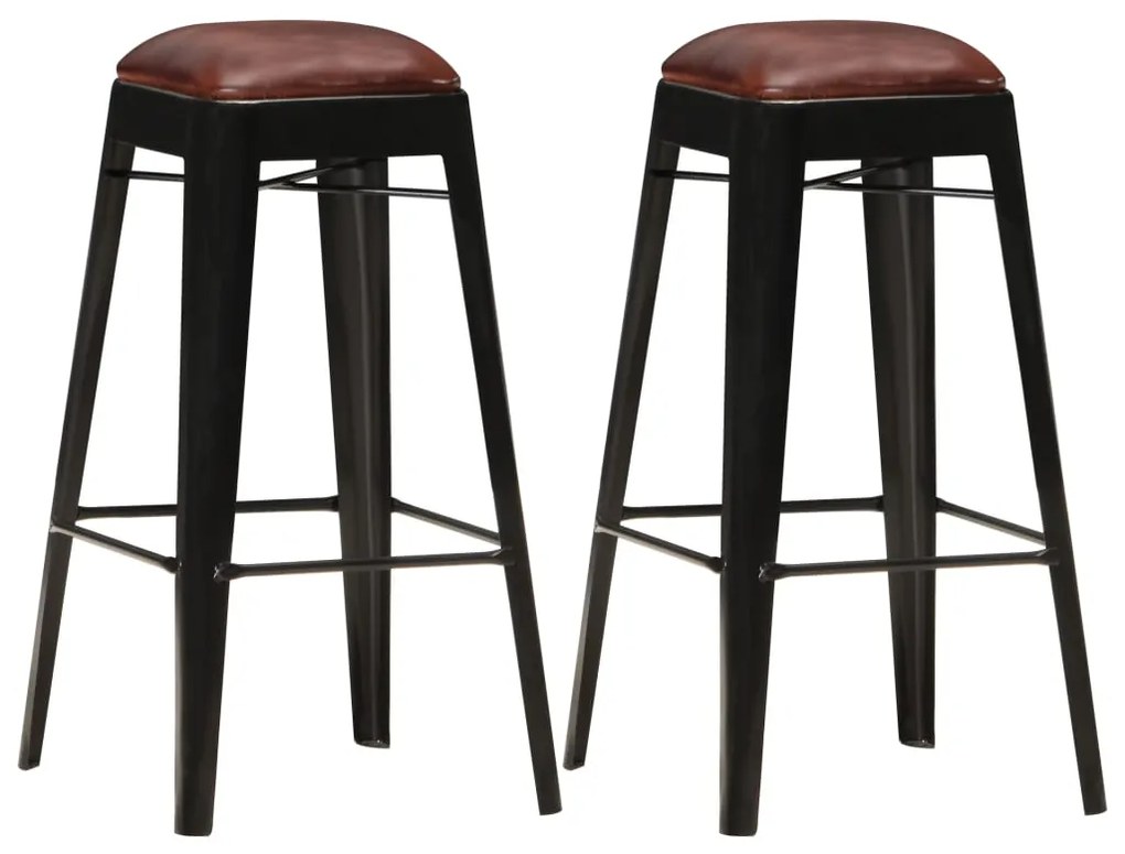 vidaXL Bancos de bar 2 pcs couro genuíno preto