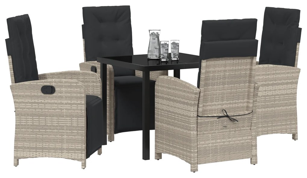 Conjunto de Jantar de Jardim vidaXL 5 Peças com Almofadas Cinza Claro
