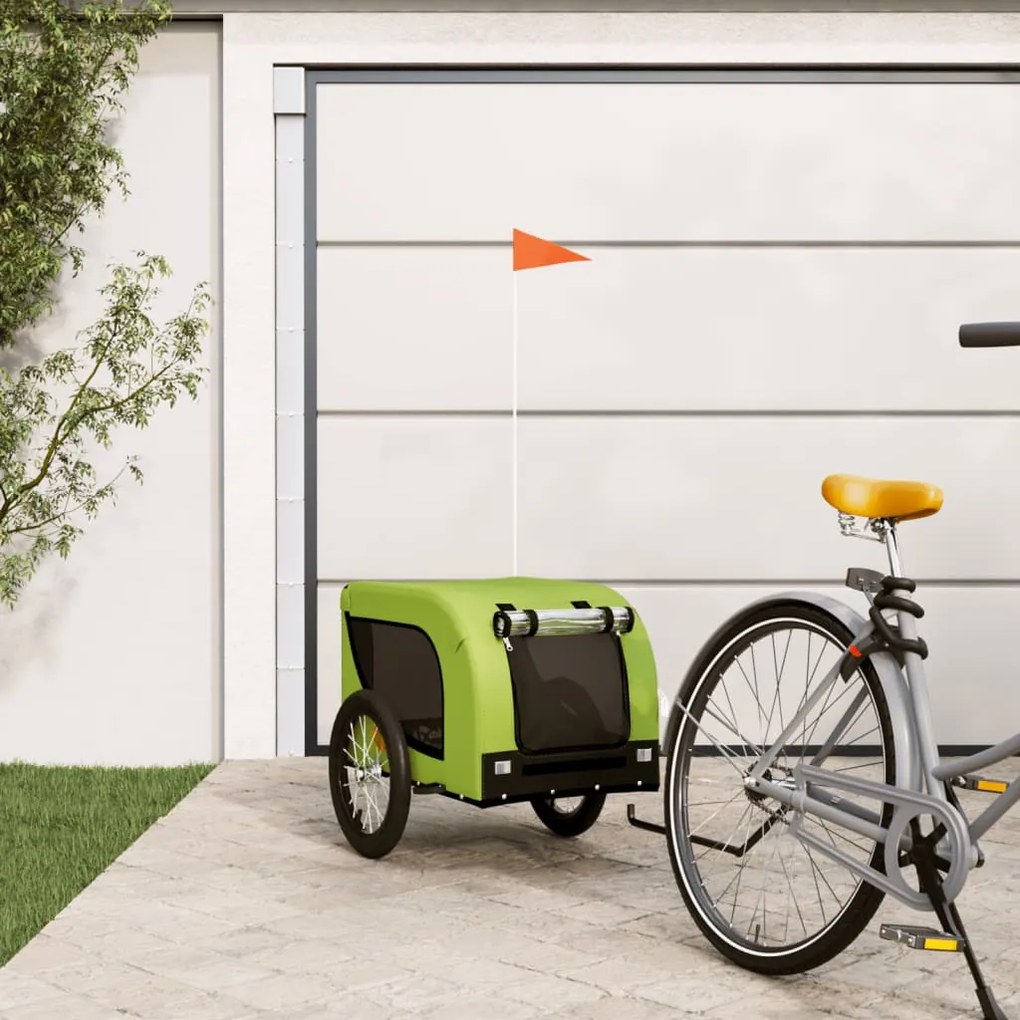 vidaXL Reboque de bicicleta p/ animais tecido oxford/ferro verde/preto