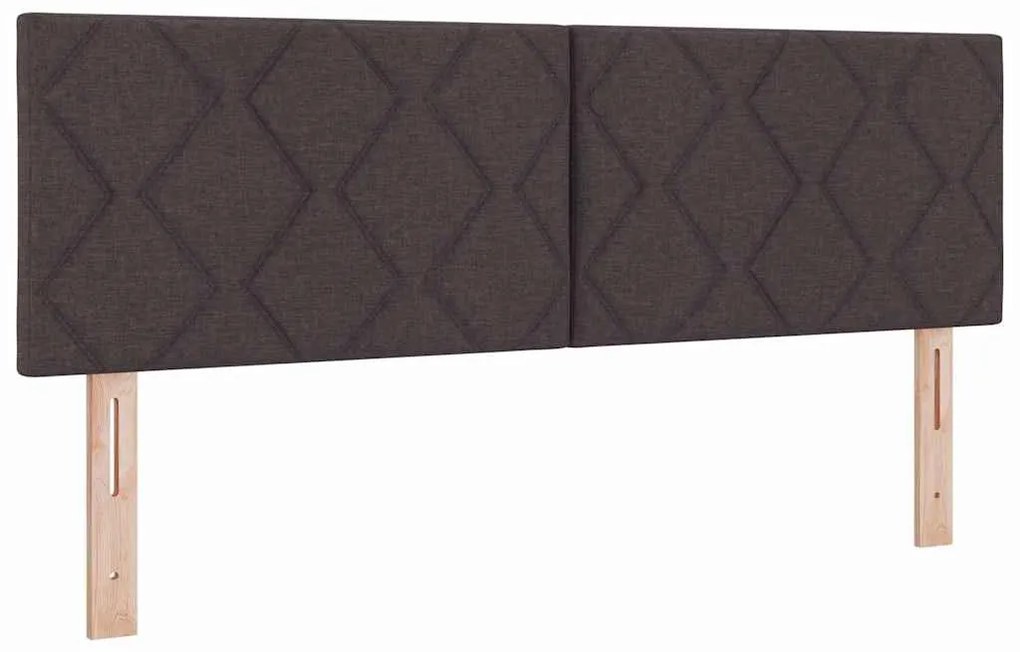 Cama Box Spring da com Colchão &amp; LED Castanho Escuro 140x200 cm Tecido