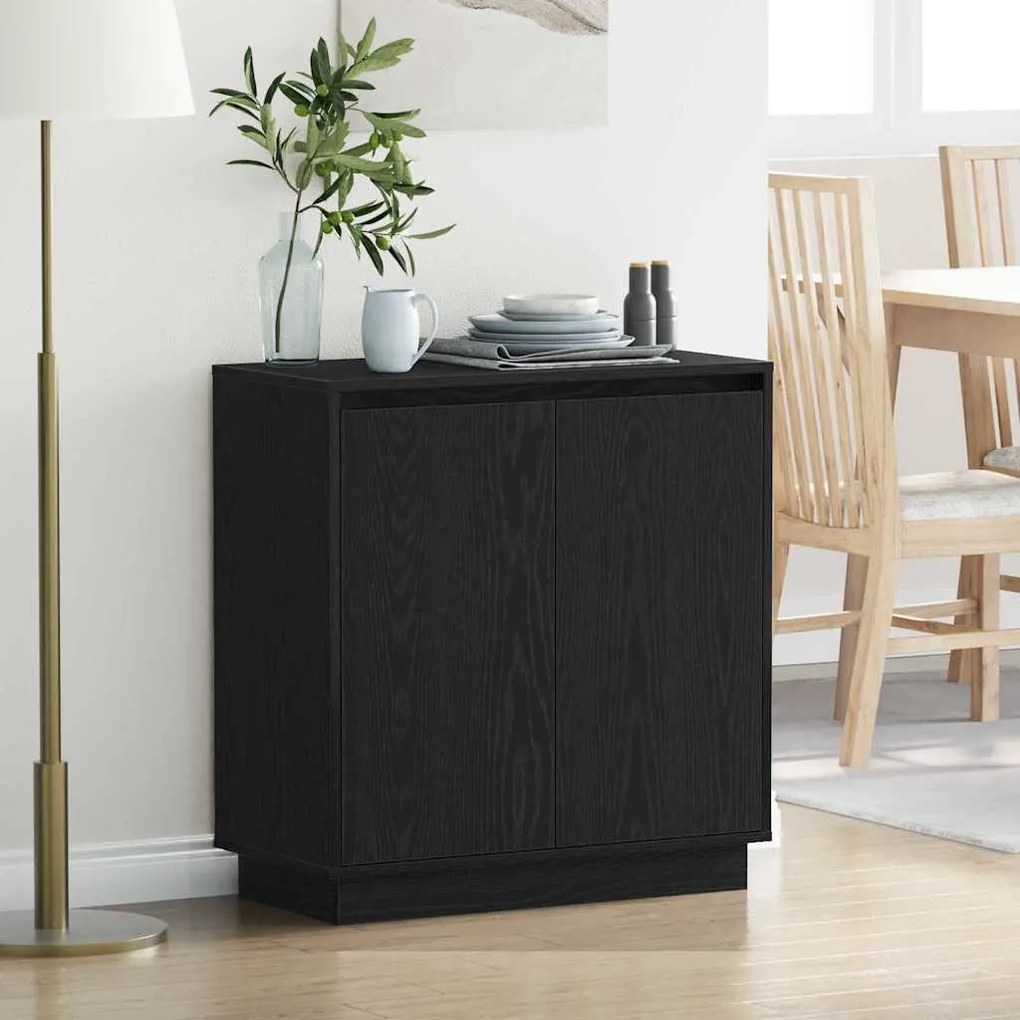 Aparador vidaXL com LED em Carvalho Preto 71x34,5x75 cm em Madeira Eng