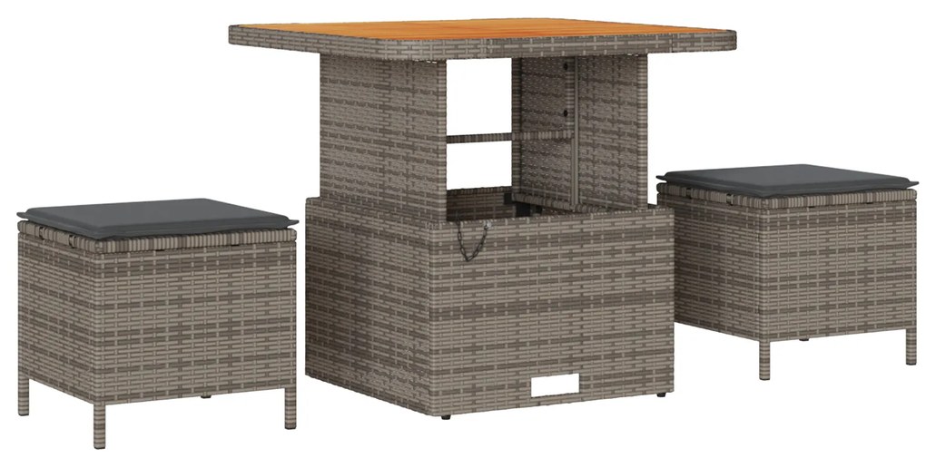 Conjunto de Sofá de Jardim de 9 Peças com Almofadas Cinza de Rattan Po
