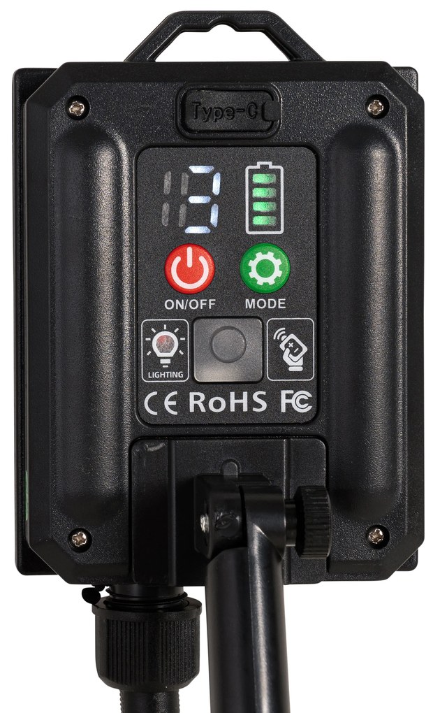 Candeeiro de pé exterior preto com LED recarregável e solar - Barry