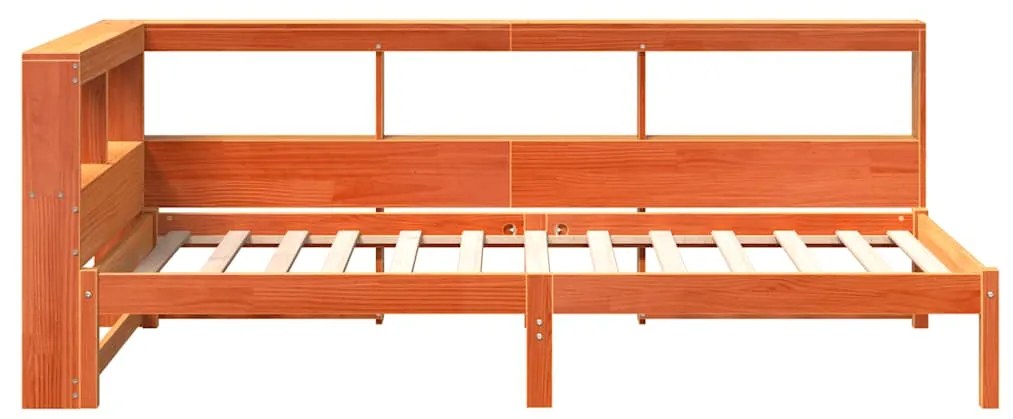 Cama com estante sem colchão 75x190cm pinho maciço castanho-mel
