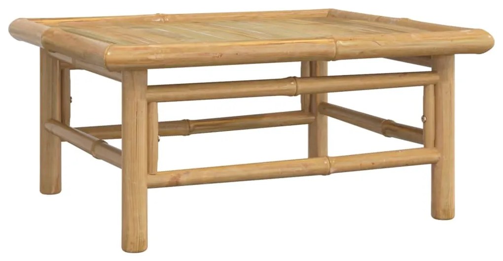 7 pcs conjunto lounge de jardim bambu c/ almofadões branco nata