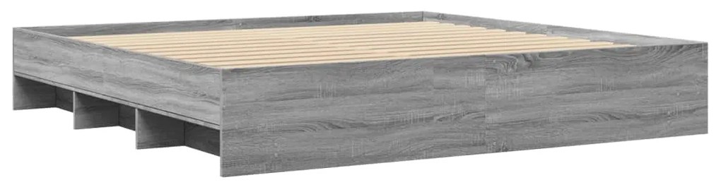 Estrutura de cama 200x200 cm derivados madeira cinzento sonoma