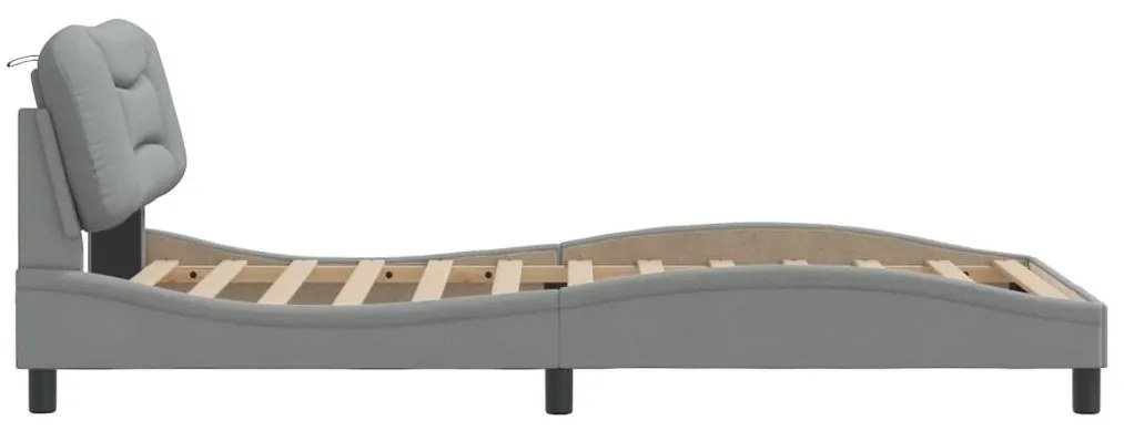 Estrutura de cama sem colchão 100x200 cm tecido cinzento-claro