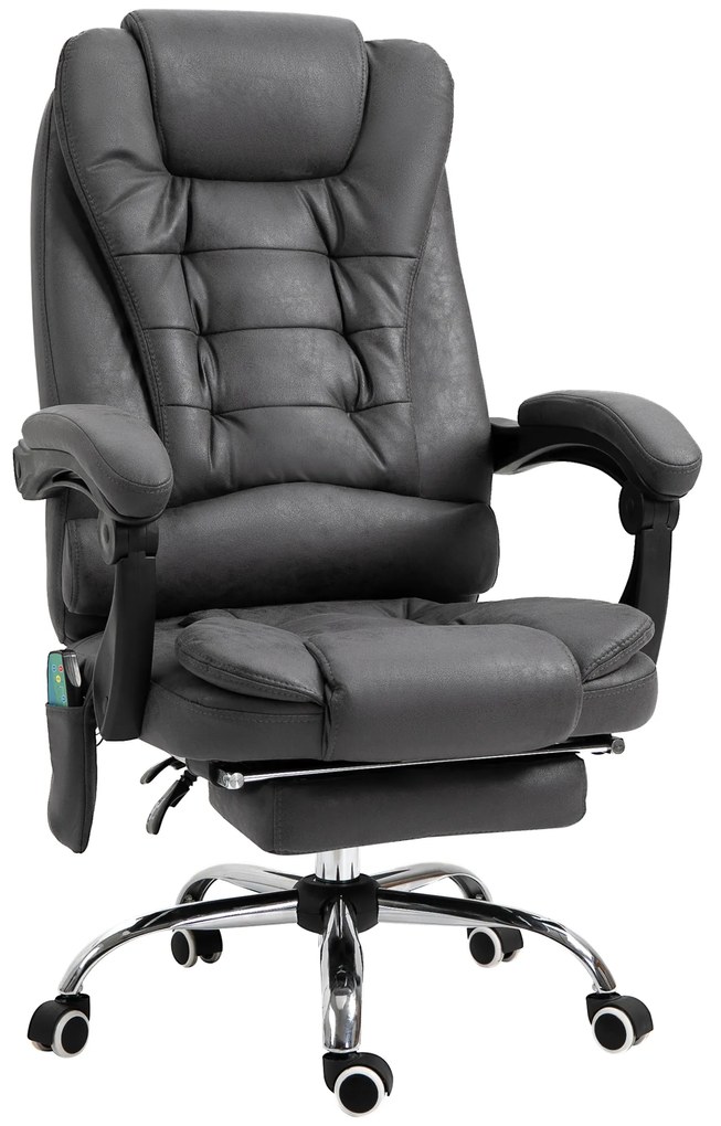 Vinsetto Cadeira de Escritório com Função de Massagem Ergonômica 65x160x104 cm Cinza | Aosom Portugal