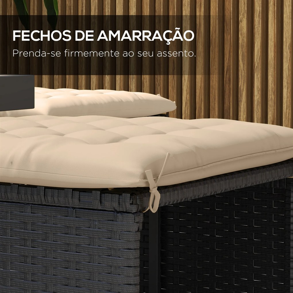 Conjunto de 6 Almofadas para Cadeiras de Jardim (NÃO INCLUIDAS) 40x40 cm 6 peças Almofadas para Cadeiras de Jardim Acolchoadas com Fitas Cáqui