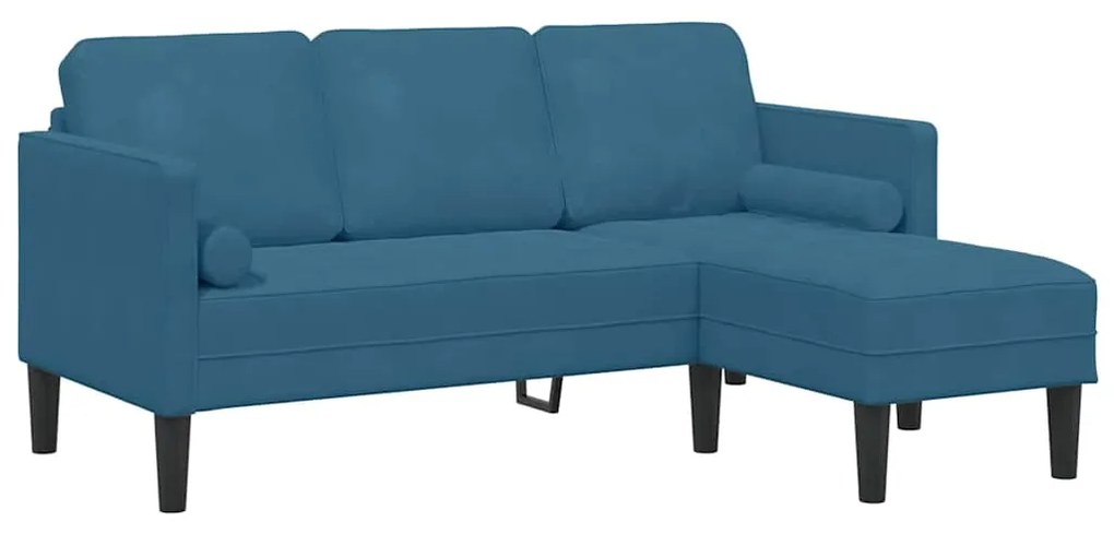 Sofá de Jardim vidaXL com Banco e Almofadas em Veludo Azul em L