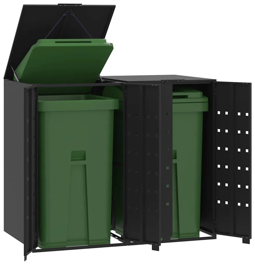 vidaXL Abrigo para 2 caixotes do lixo 138x79x117 cm aço preto