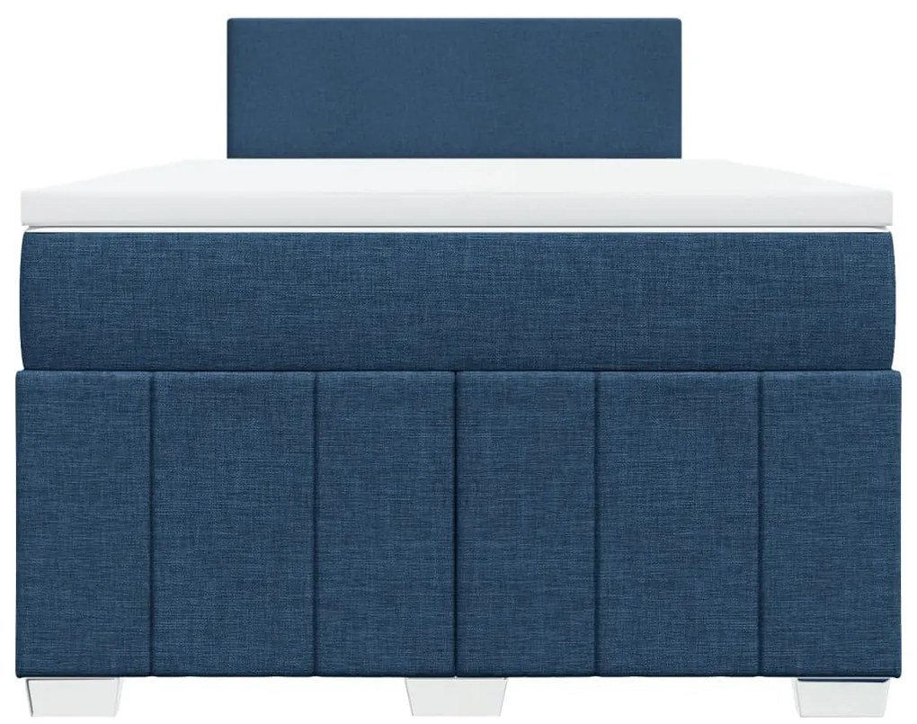 Cama boxspring com colchão 120x190 cm tecido azul