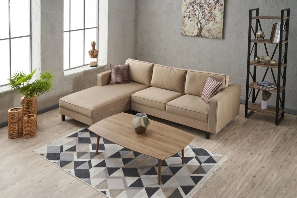 Sofá de Canto Kale – Creme – 258x83x181 cm