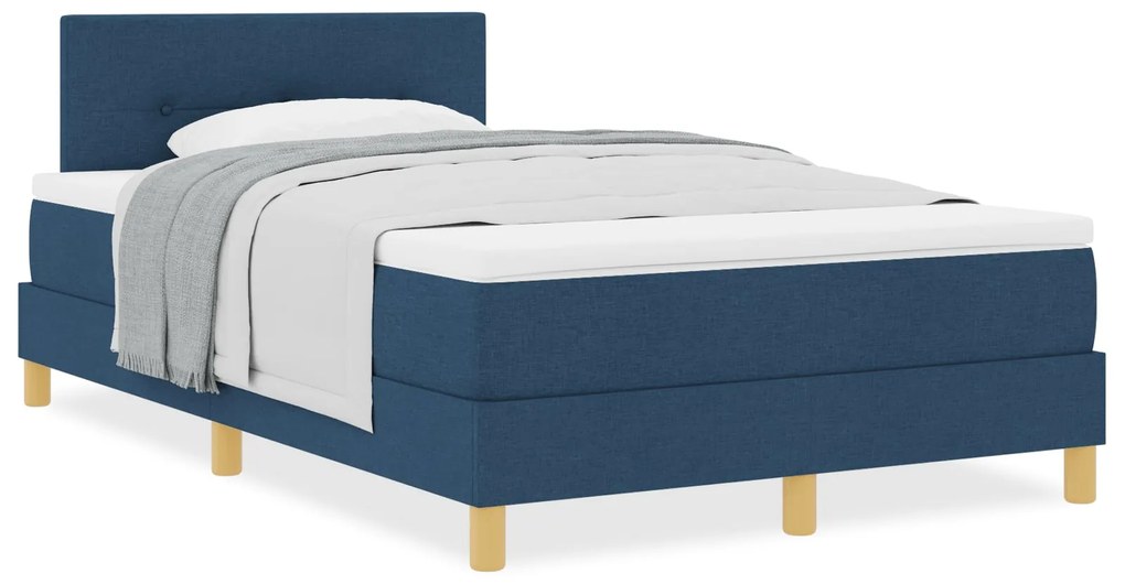 Cama Box Spring com Colchão Azul 120x200 cm Tecido