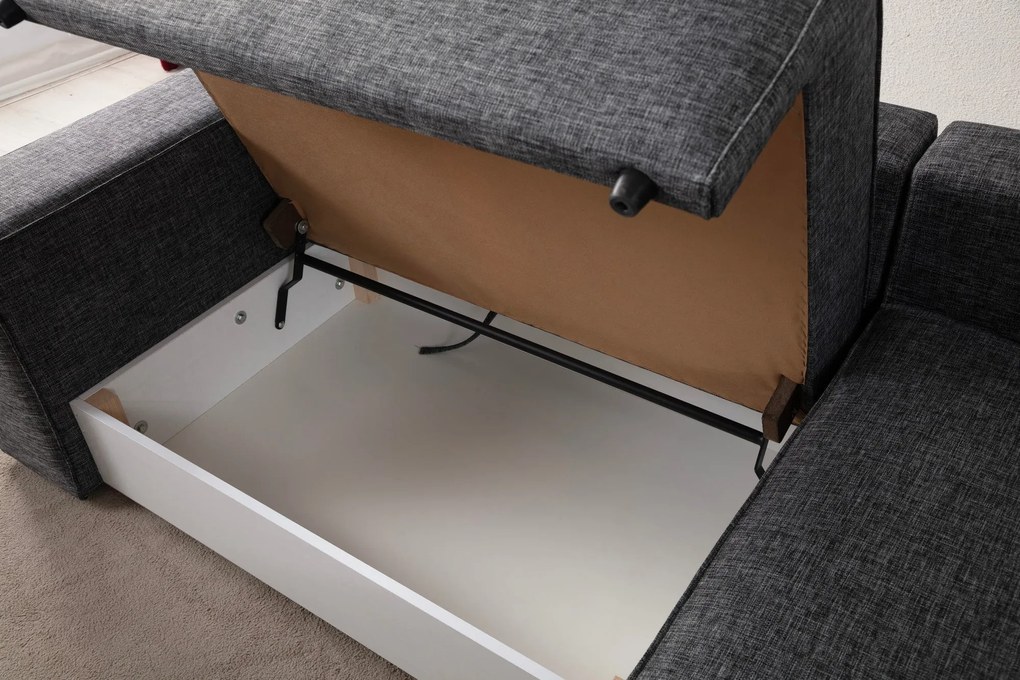 Sofá-Cama de Canto Pırlo – Cinzento Escuro – 260x78x170 cm