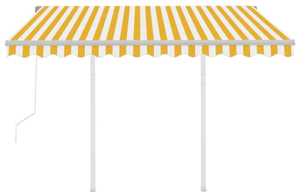 Toldo retrátil automático com postes 3,5x2,5 m amarelo e branco