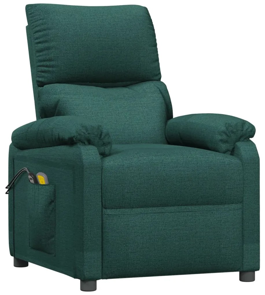 Poltrona de massagens elétrica tecido verde-escuro