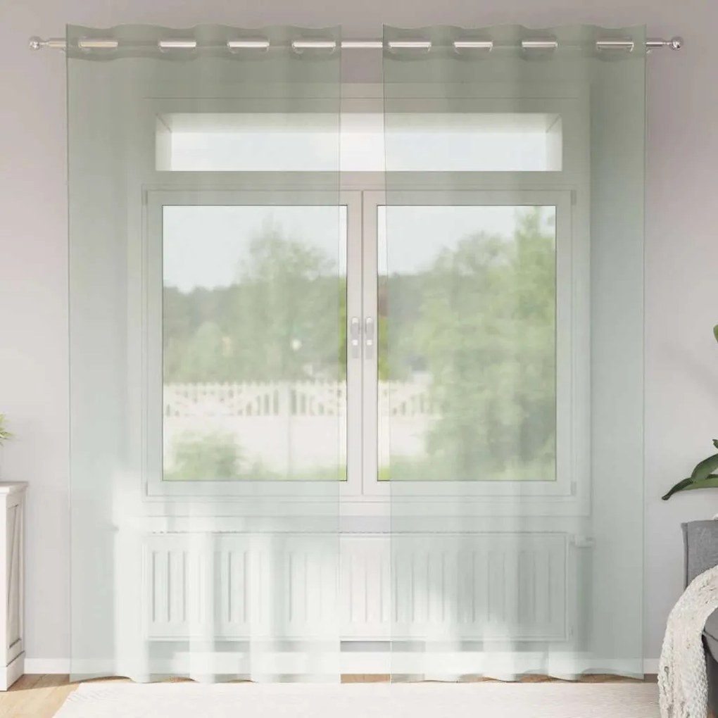vidaXL Cortinas de voile com ilhós 2 pcs cinzento-claro 140x245 cm