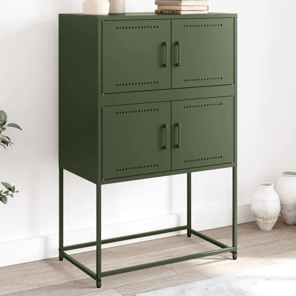 vidaXL Aparador 68,5x38,5x107 cm aço verde azeitona