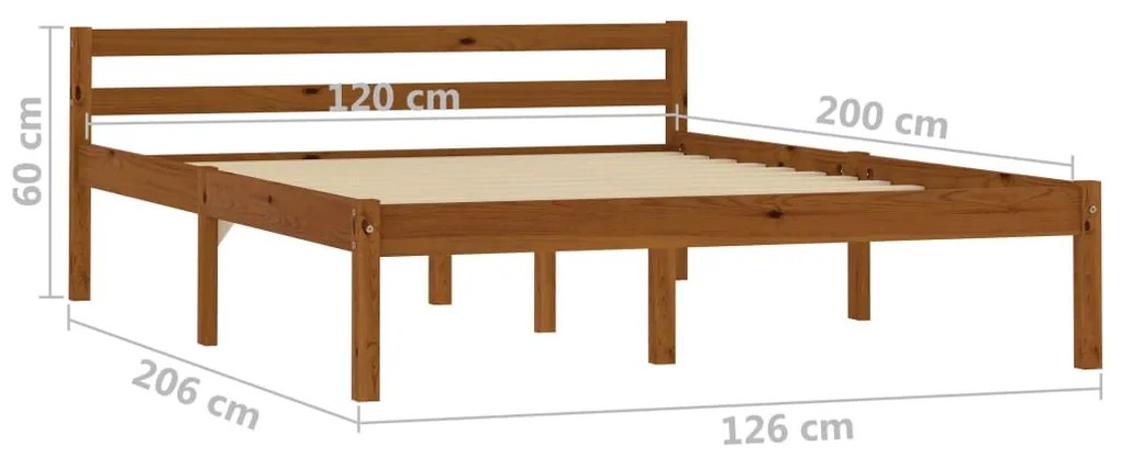 Estrutura de cama 120x200 cm madeira pinho maciço castanho mel