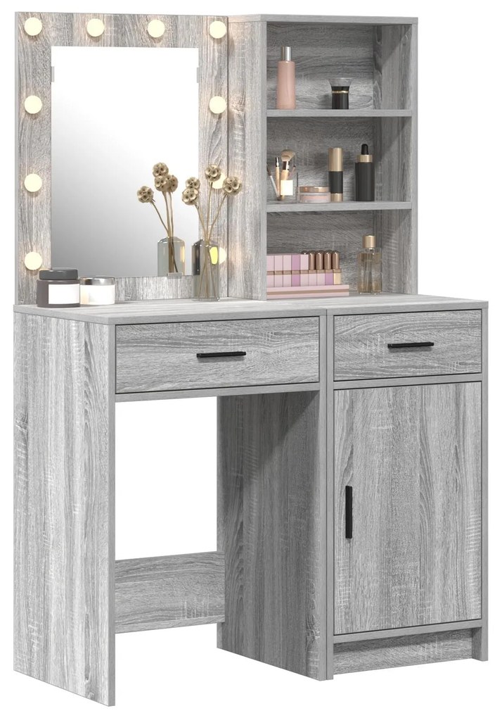Conjunto de Maquilhagem de 2 Peças com LED Cinza Sonoma em Madeira de