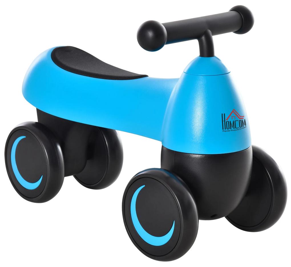 Andador para bebés acima de 18 meses tipo quadriciclo com 4 Rodas e Guidão 54x26x38cm Azul Preto