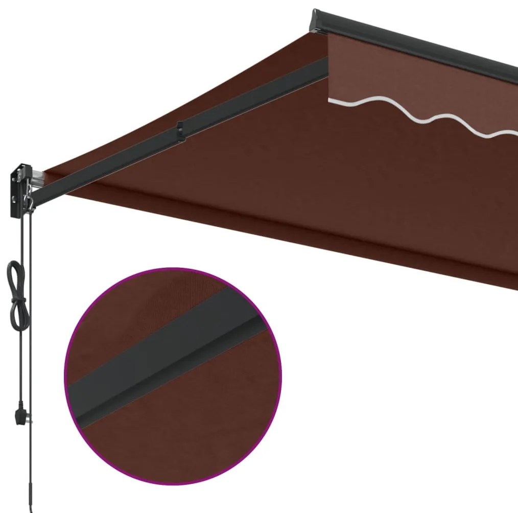 Toldo retrátil automático 500x300 cm castanho